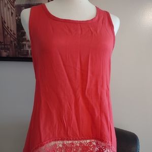 Miss Chievous coral tank with crochet hem size XS (Like new!)
